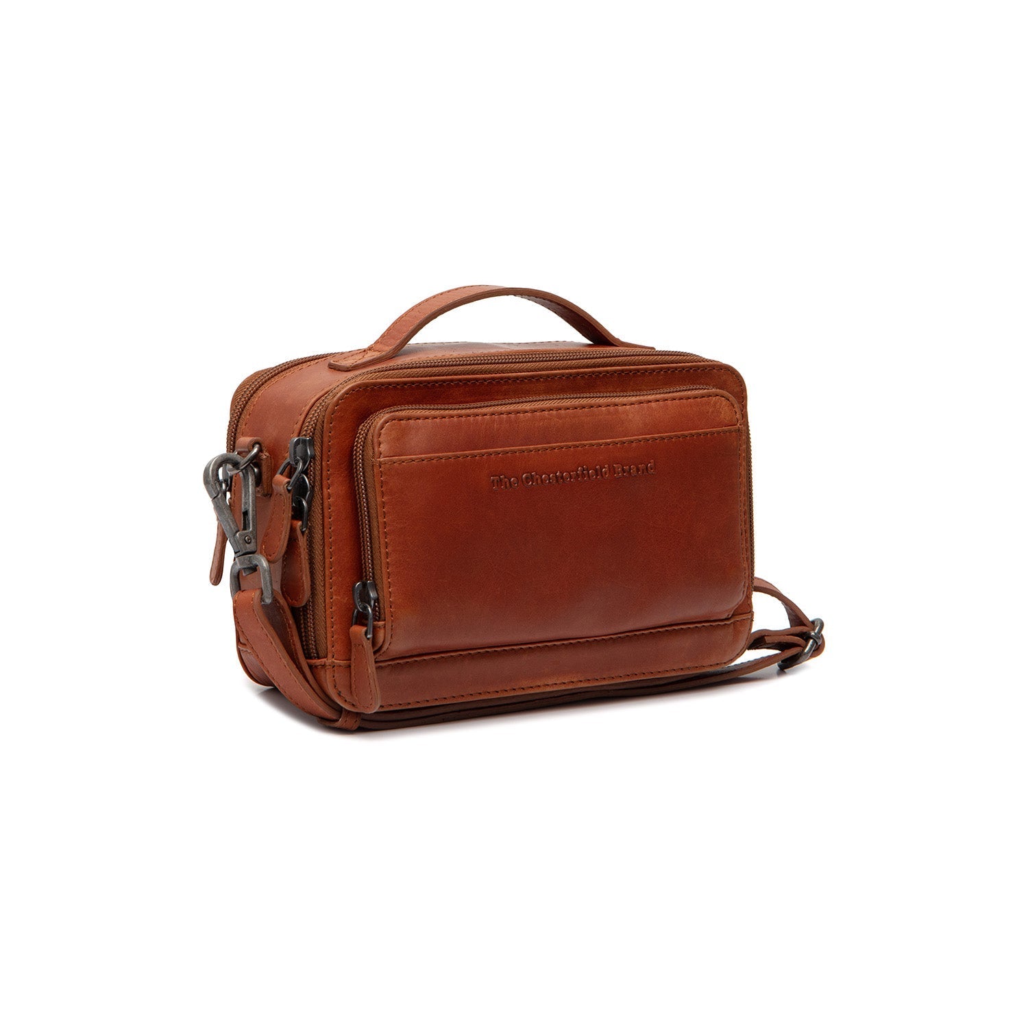 Cognac Leather Crossbody Bag Rovon, front view
