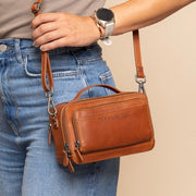 Cognac Leather Crossbody Bag Rovon, product view 2