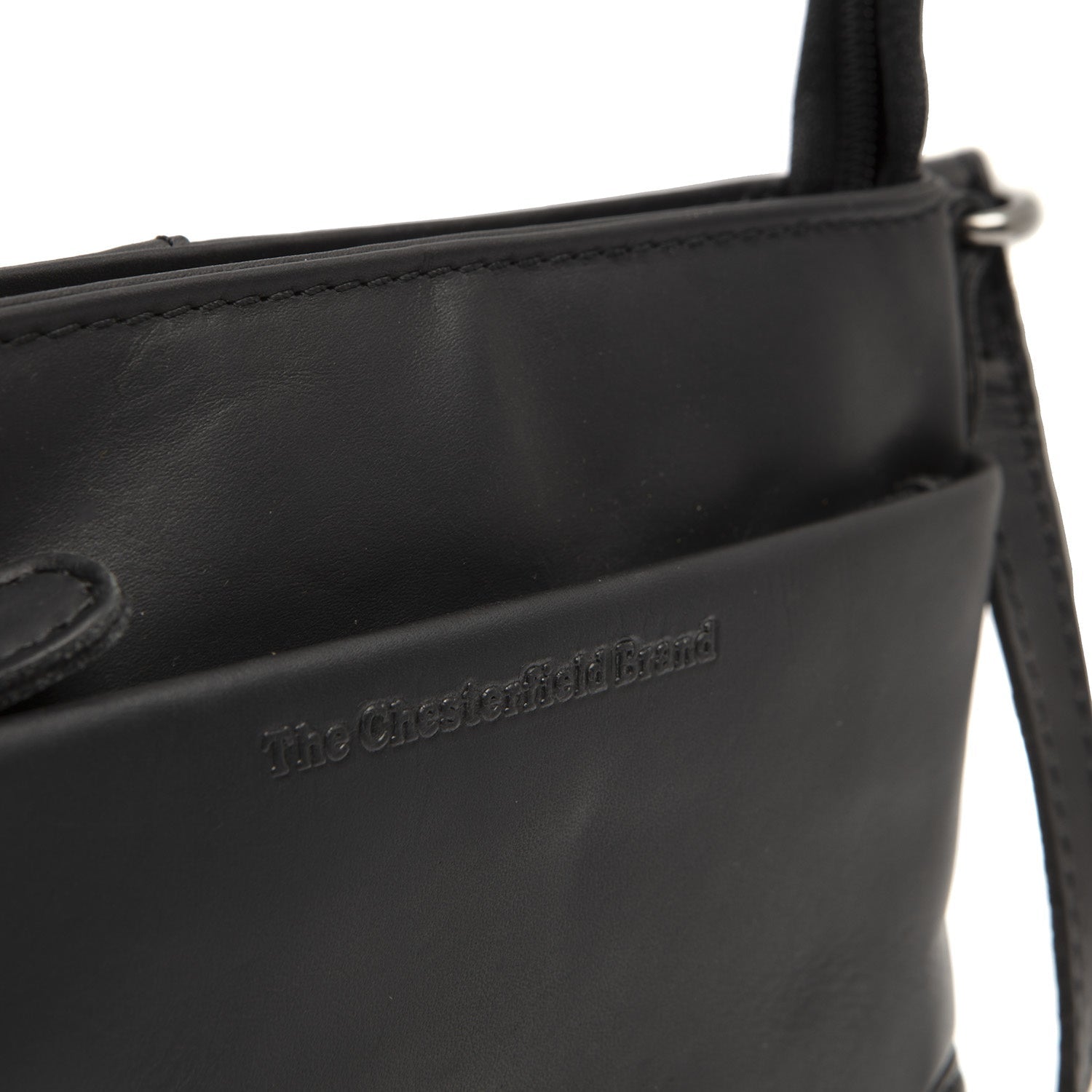 Black Leather Crossbody Bag Salerno, detail view 1