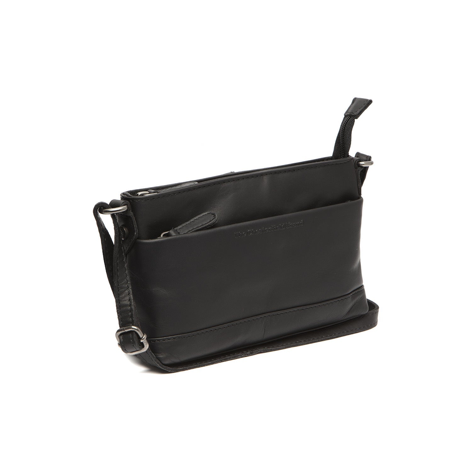 Black Leather Crossbody Bag Salerno, front view