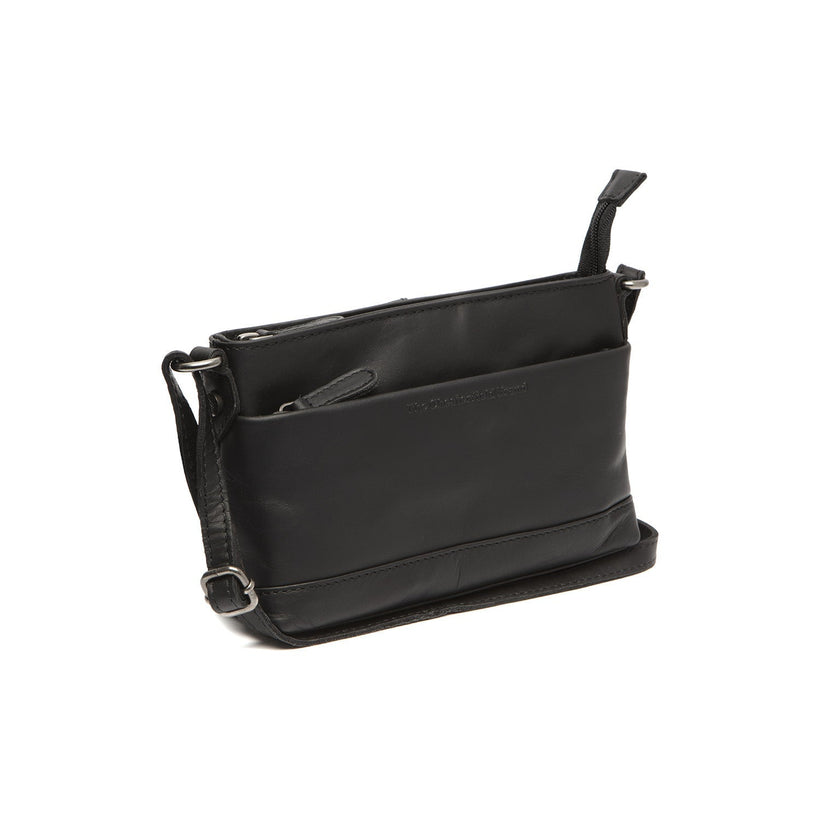 Black Leather Crossbody Bag Salerno, front view