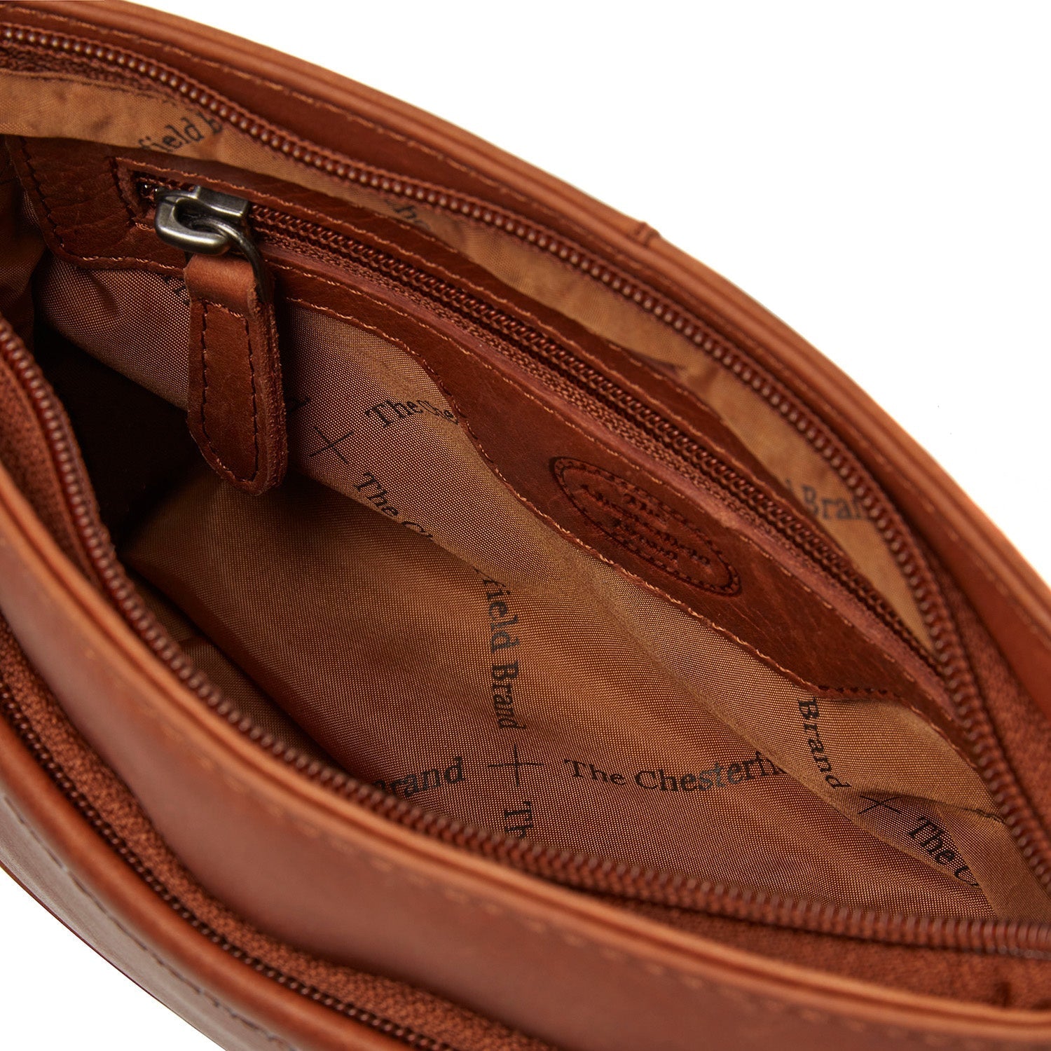 Cognac Leather Crossbody Bag Salerno, detail view 1