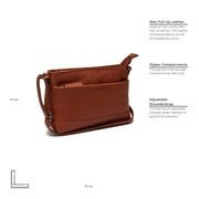 Cognac Leather Crossbody Bag Salerno, detail view 6