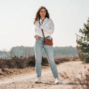 Cognac Leather Crossbody Bag Salerno, product view 3