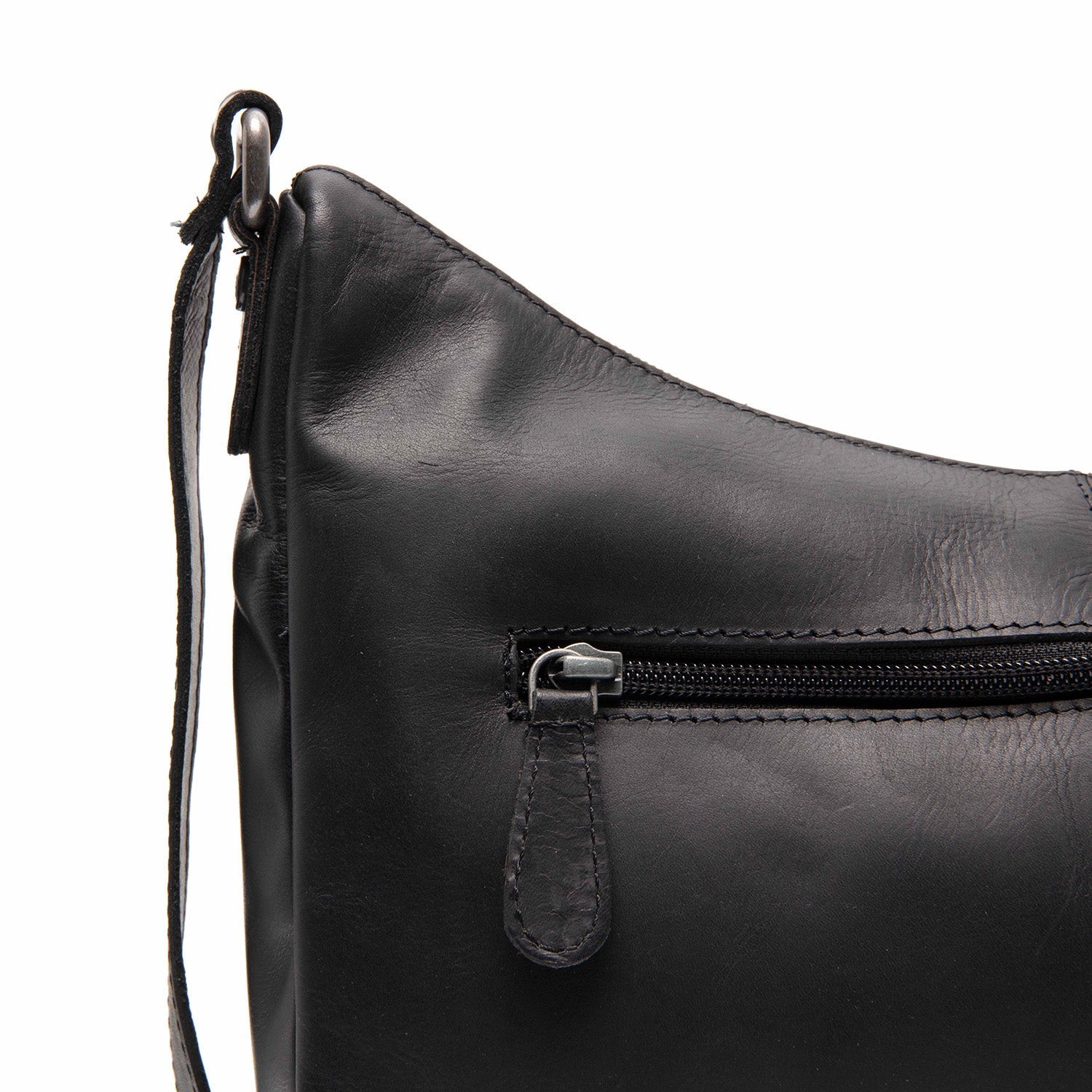 Black Leather Crossbody Bag Valenora, detail view 3