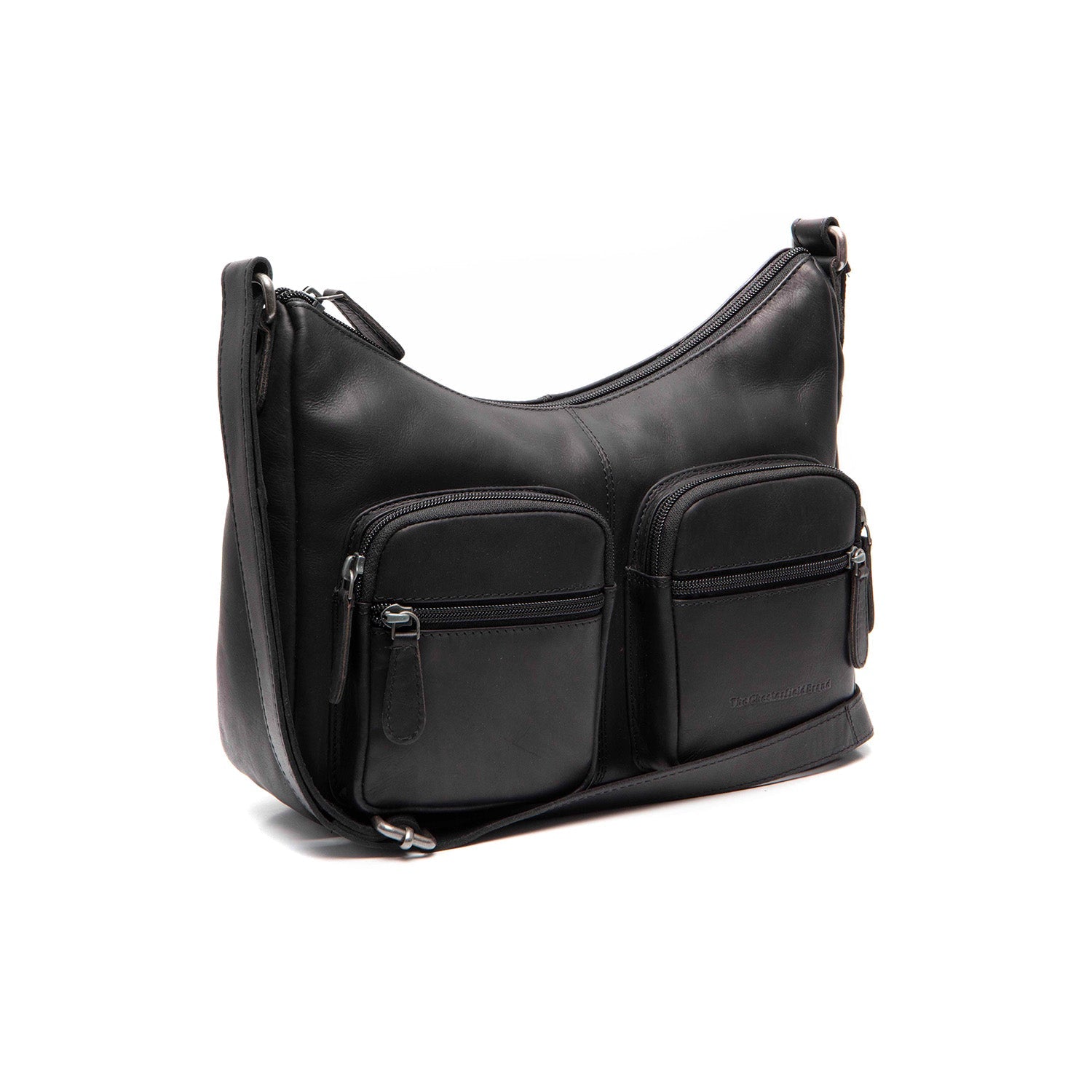 Black Leather Crossbody Bag Valenora, front view