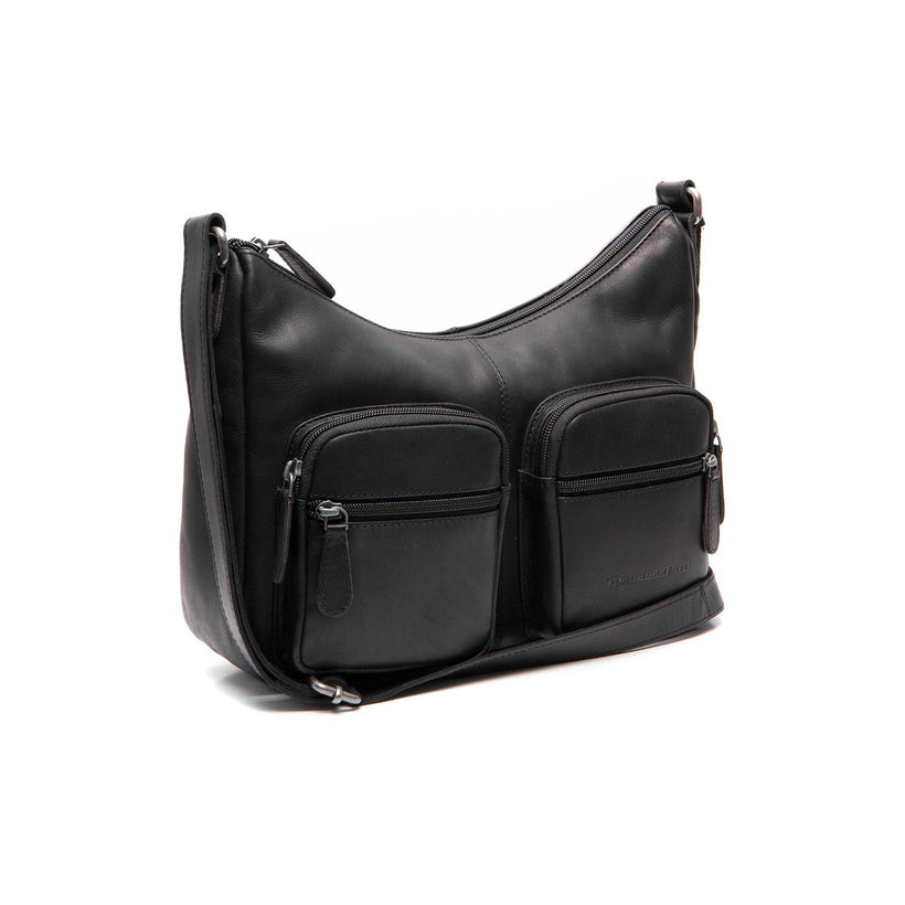 Black Leather Crossbody Bag Valenora, front view