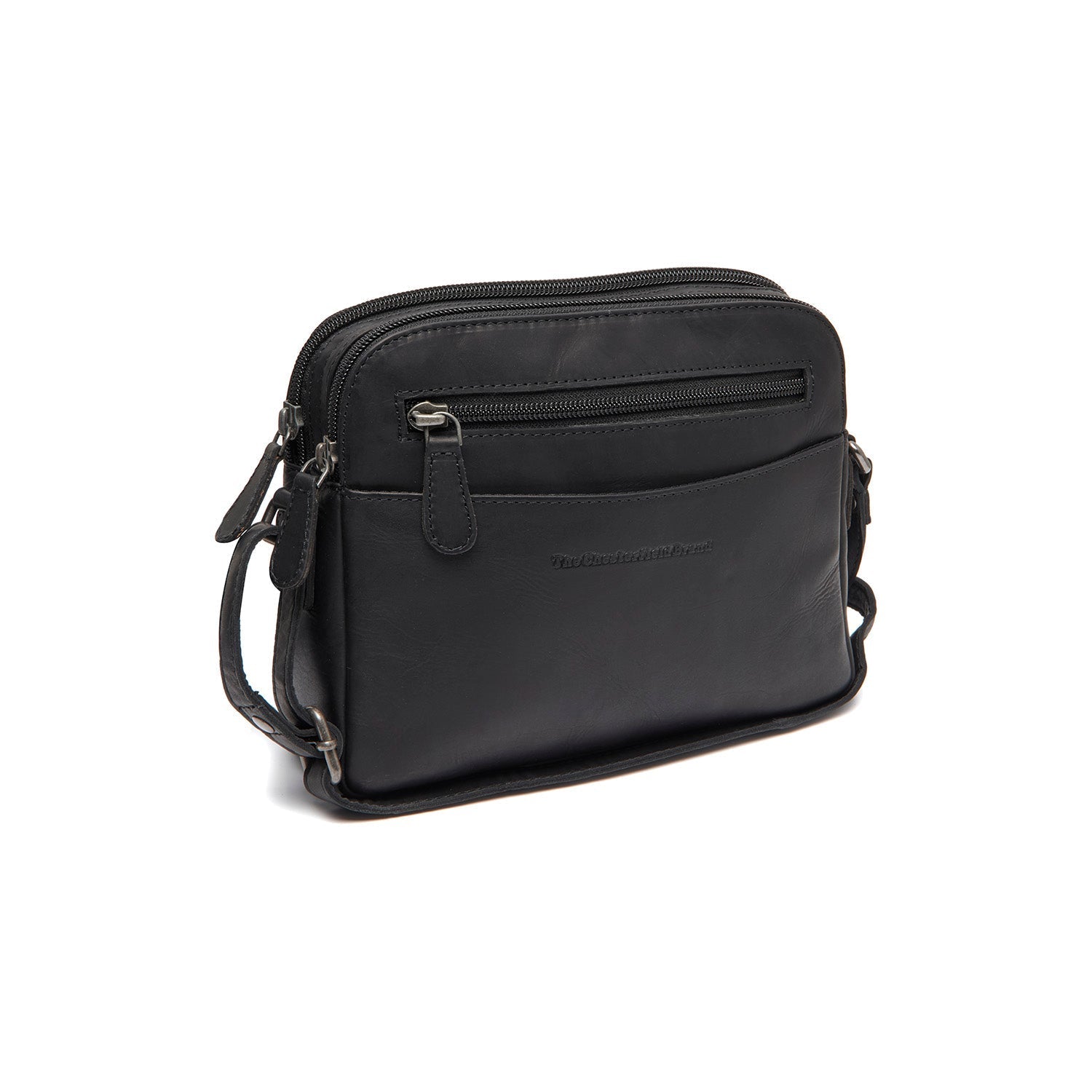 Black Leather Crossbody Bag Vionne, front view