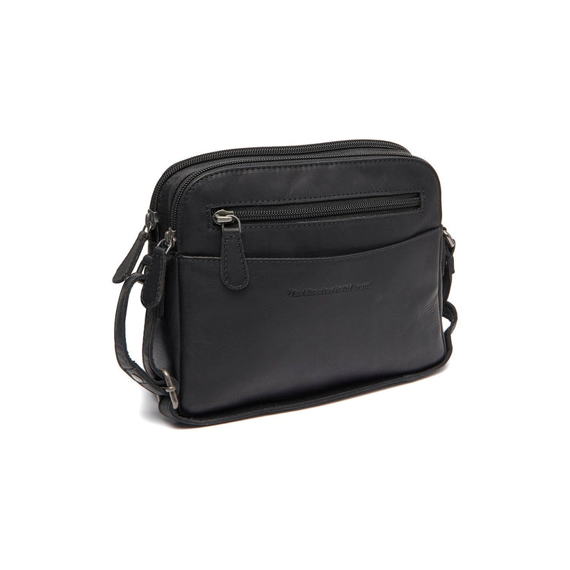 Black Leather Crossbody Bag Vionne, front view