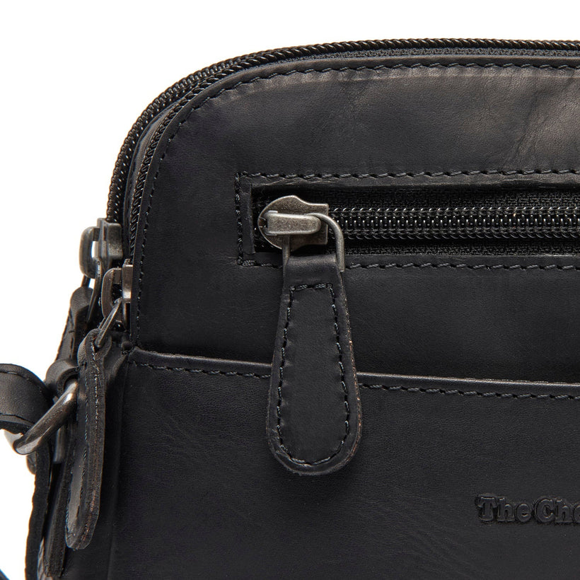Black Leather Crossbody Bag Vionne, front view