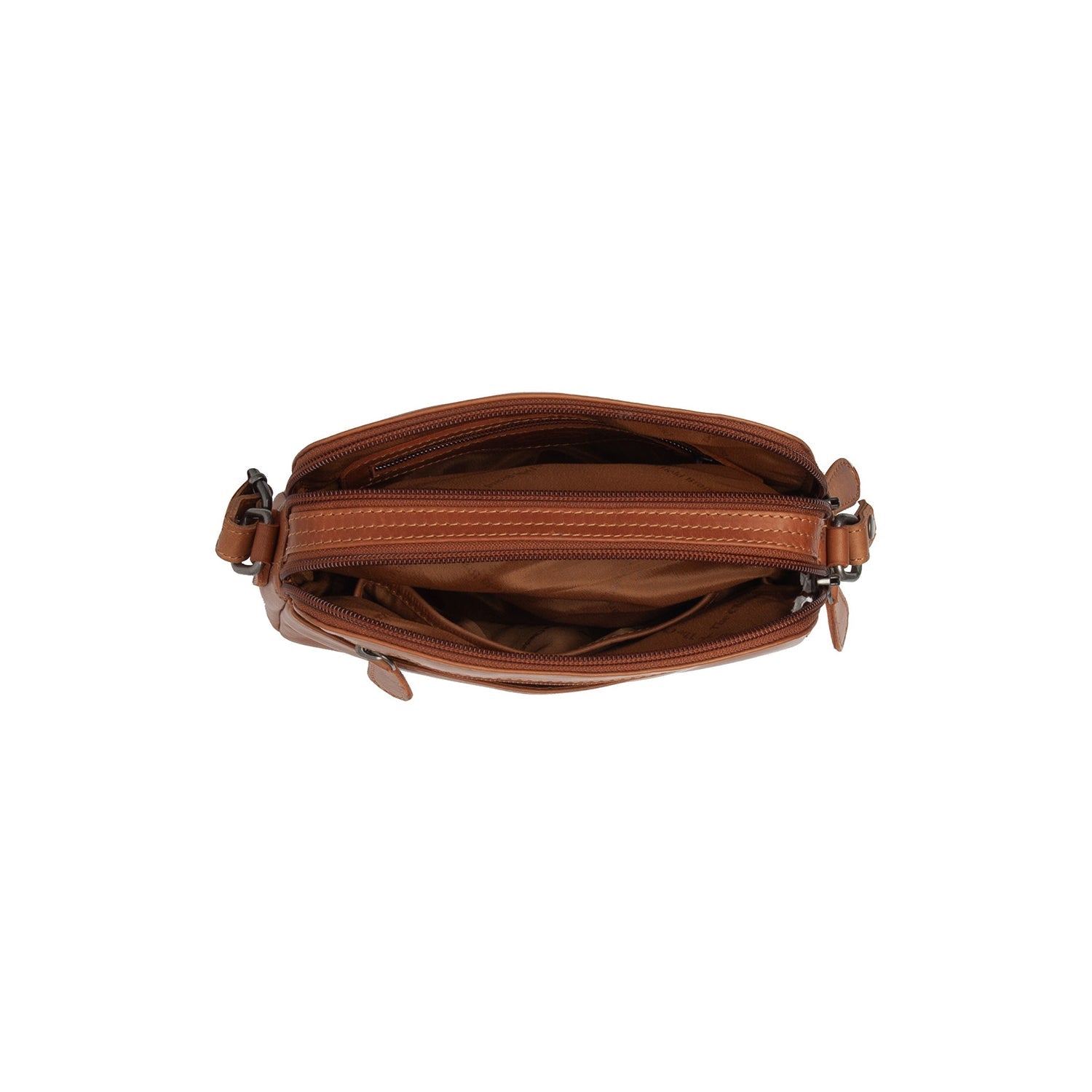 Cognac Leather Crossbody Bag Vionne, detail view 3