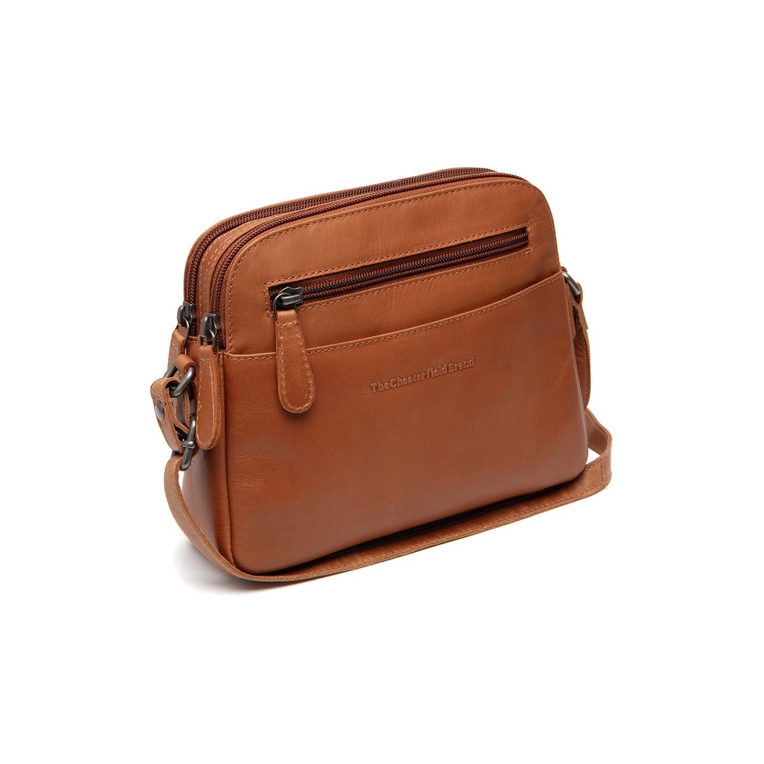 Cognac Leather Crossbody Bag Vionne, front view
