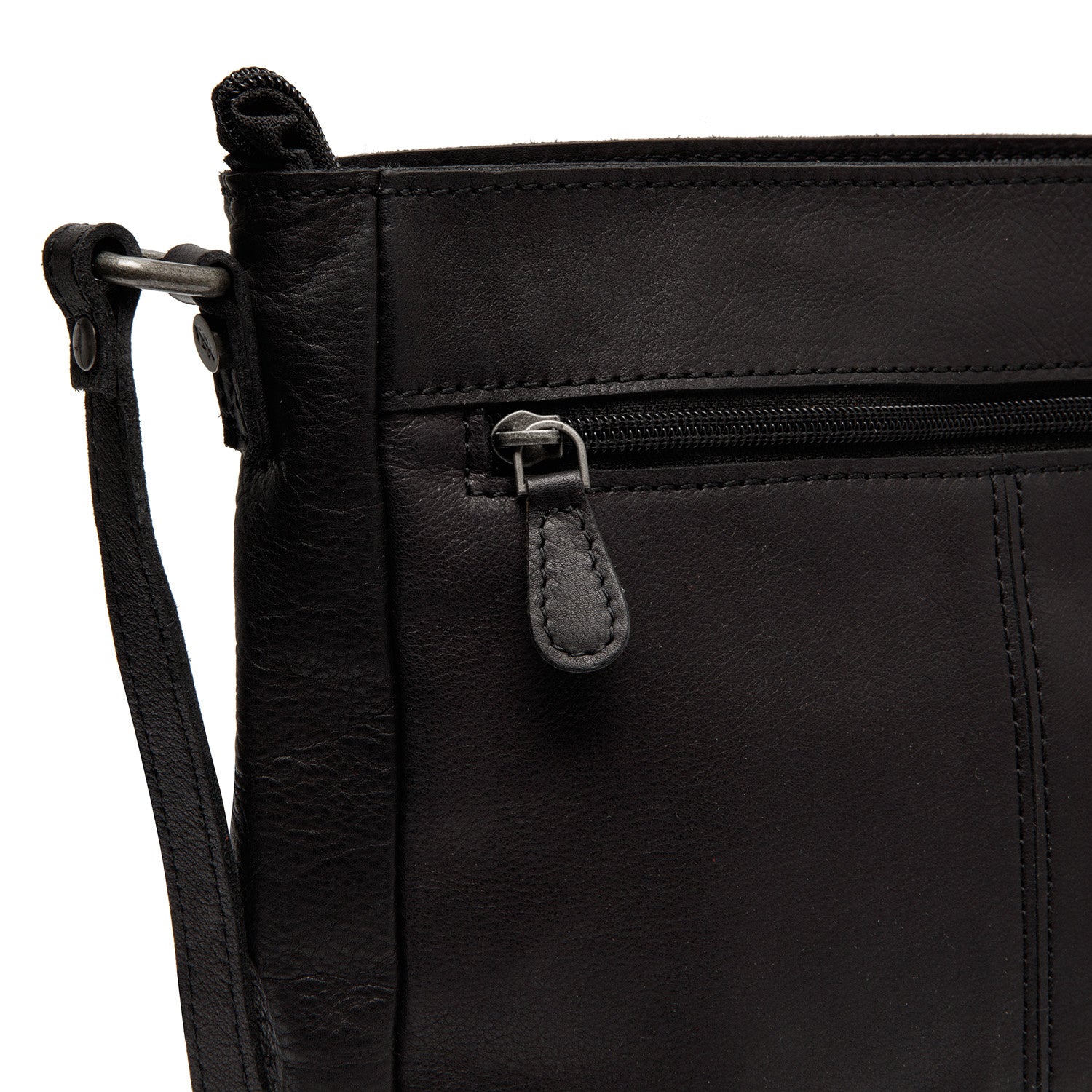Black Leather Crossbody Bag Weimar, detail view 3