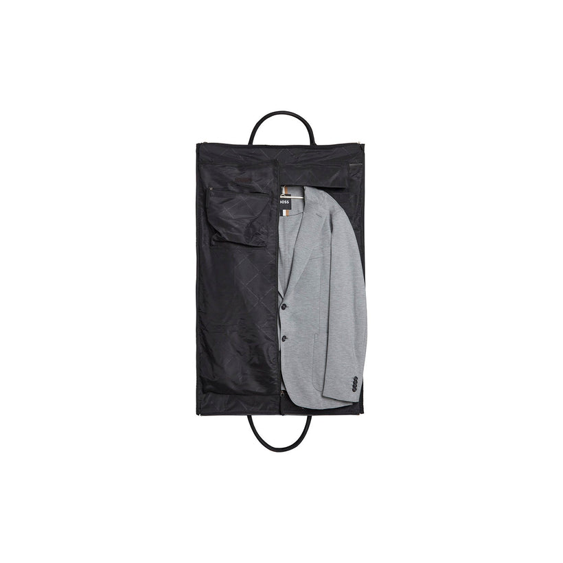 Black Leather Garment Bag Finlay, front view