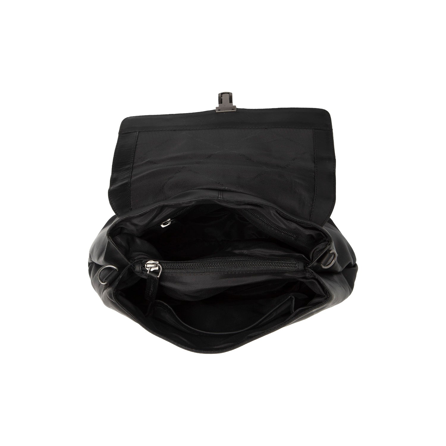 Black Leather Handbag Angera, detail view 1