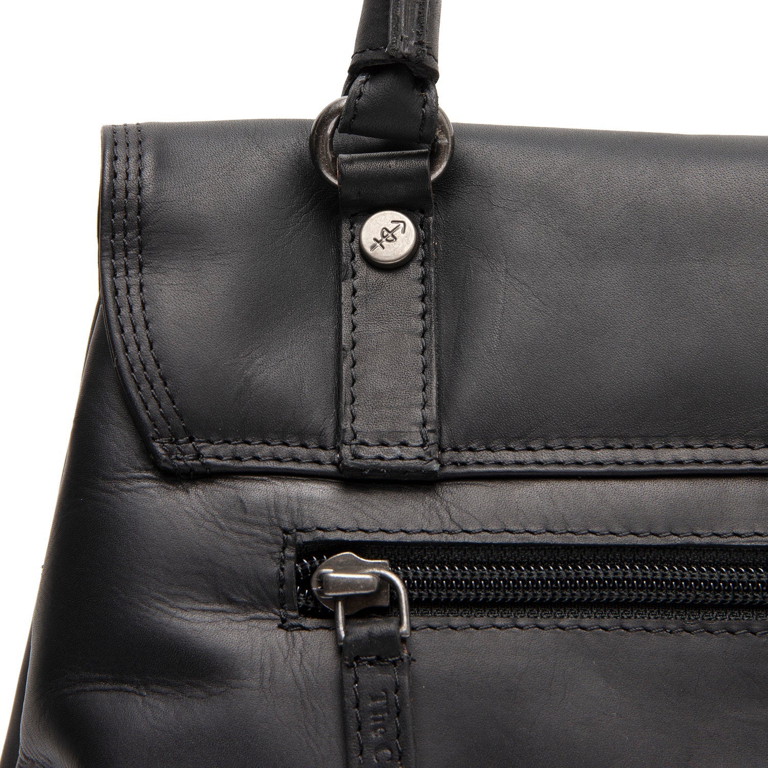 Black Leather Handbag Angera, detail view 3