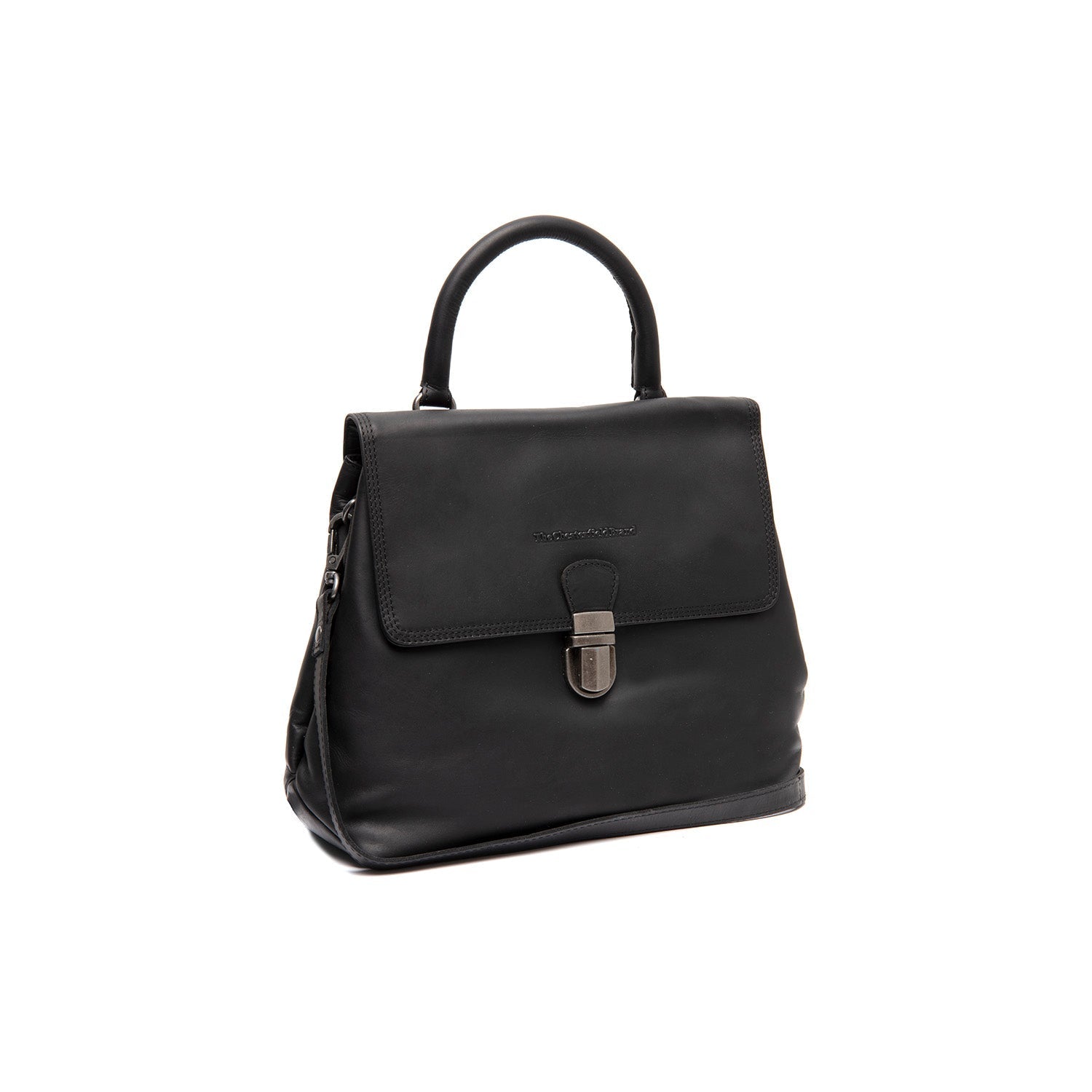 Black Leather Handbag Angera, front view