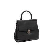 Black Leather Handbag Angera, front view