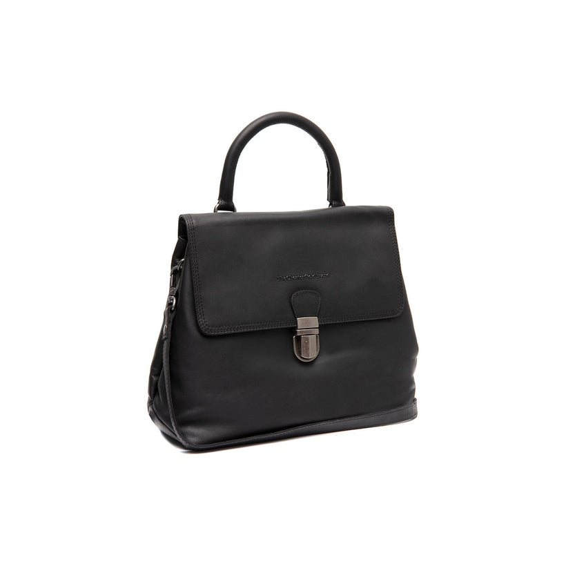 Black Leather Handbag Angera, front view