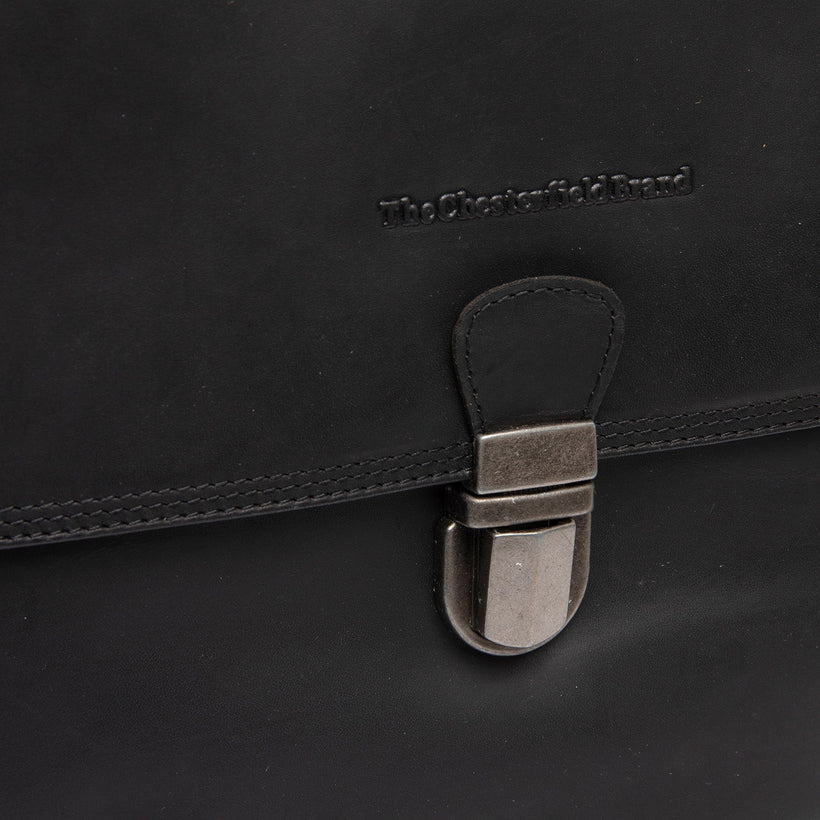 Black Leather Handbag Angera, front view