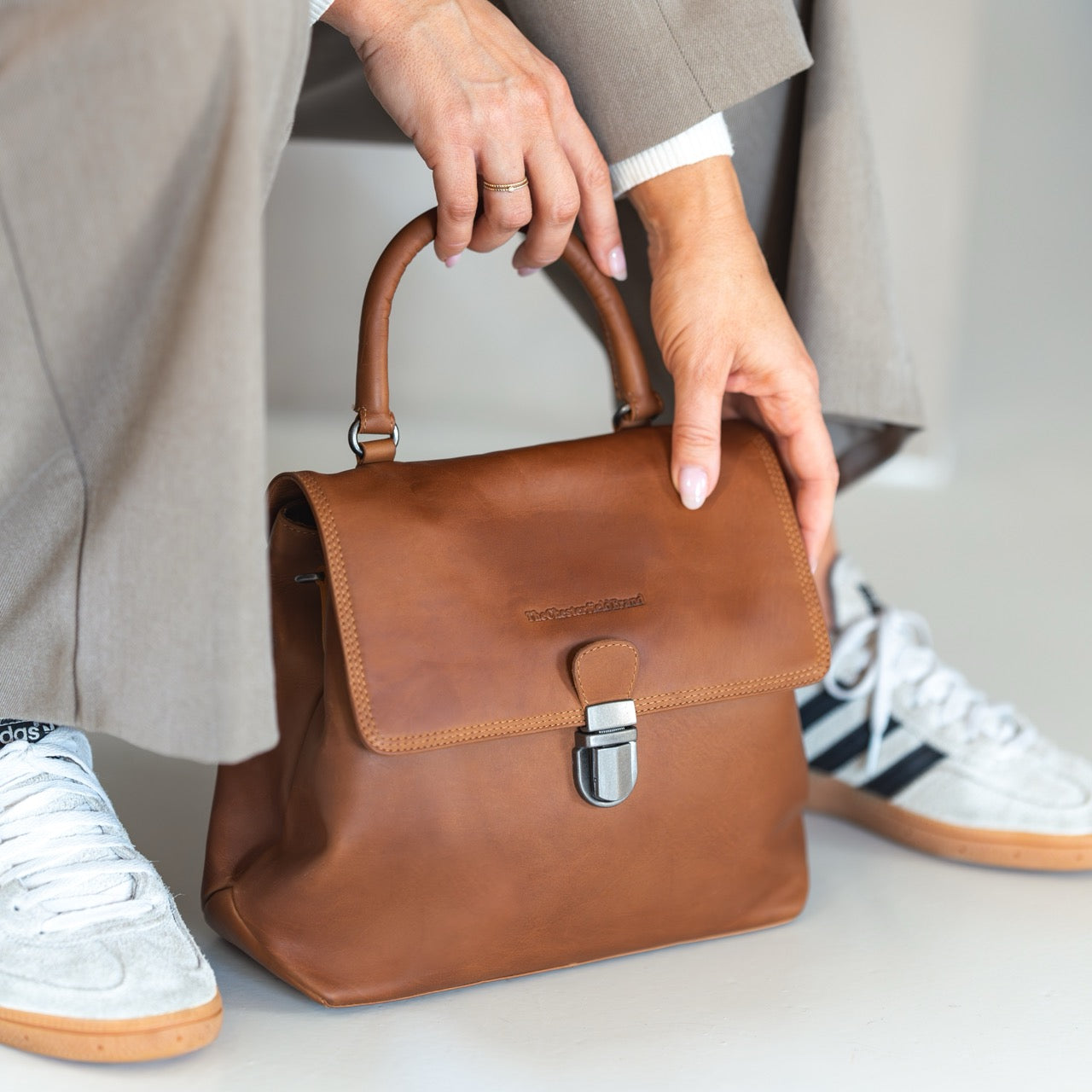 Cognac Leather Handbag Angera, product view 2