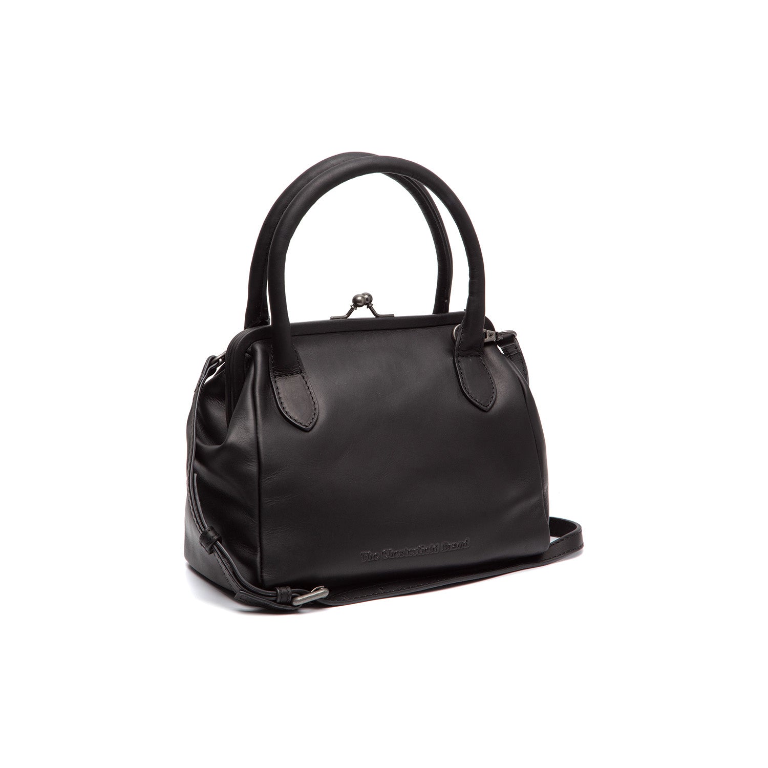 Black Leather Handbag Chili, front view