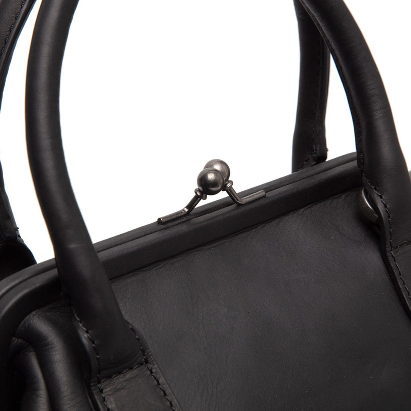 Black Leather Handbag Chili, front view
