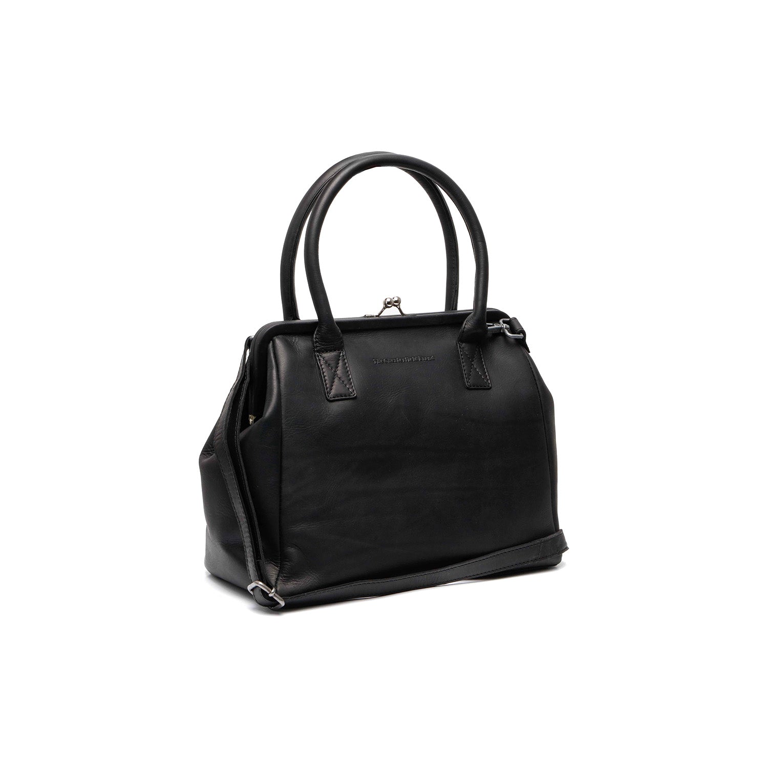 Black Leather Handbag Dorin, front view