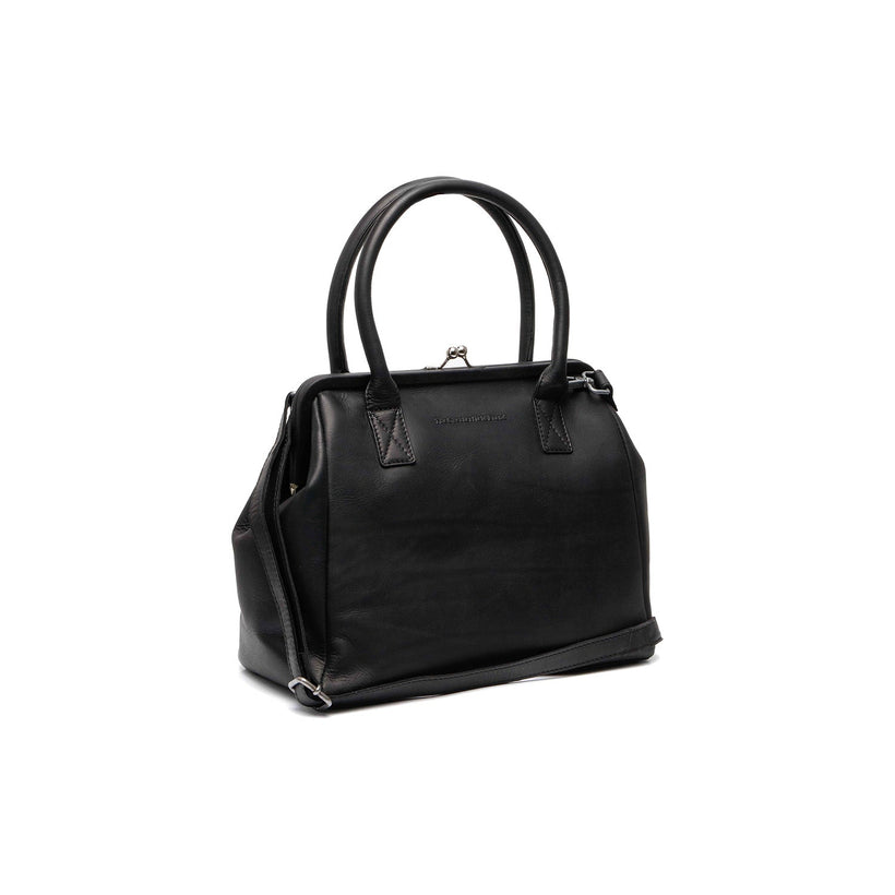 Black Leather Handbag Dorin, front view