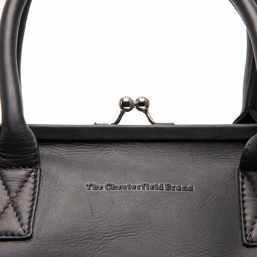 Black Leather Handbag Dorin, front view