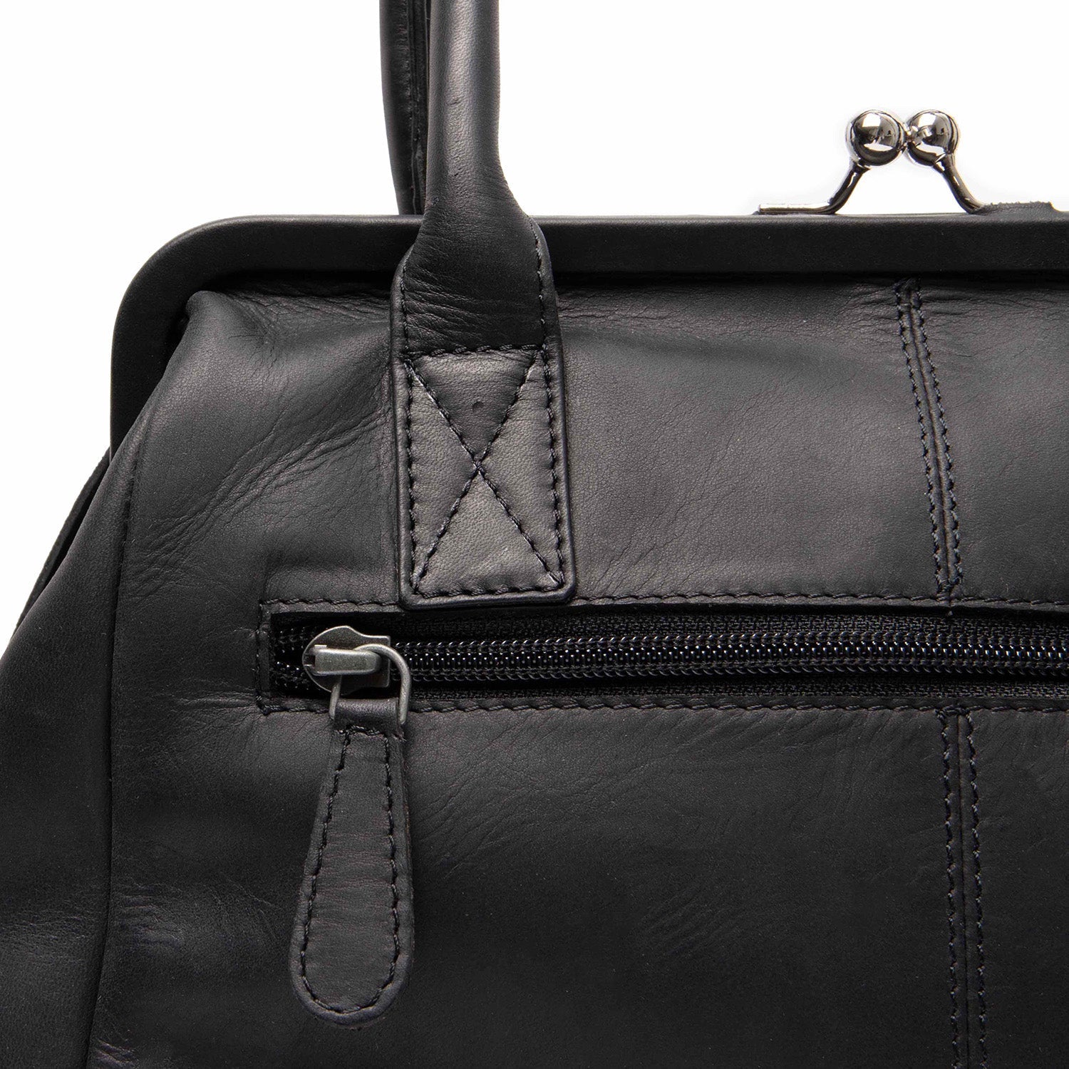 Black Leather Handbag Dorin, product view 3