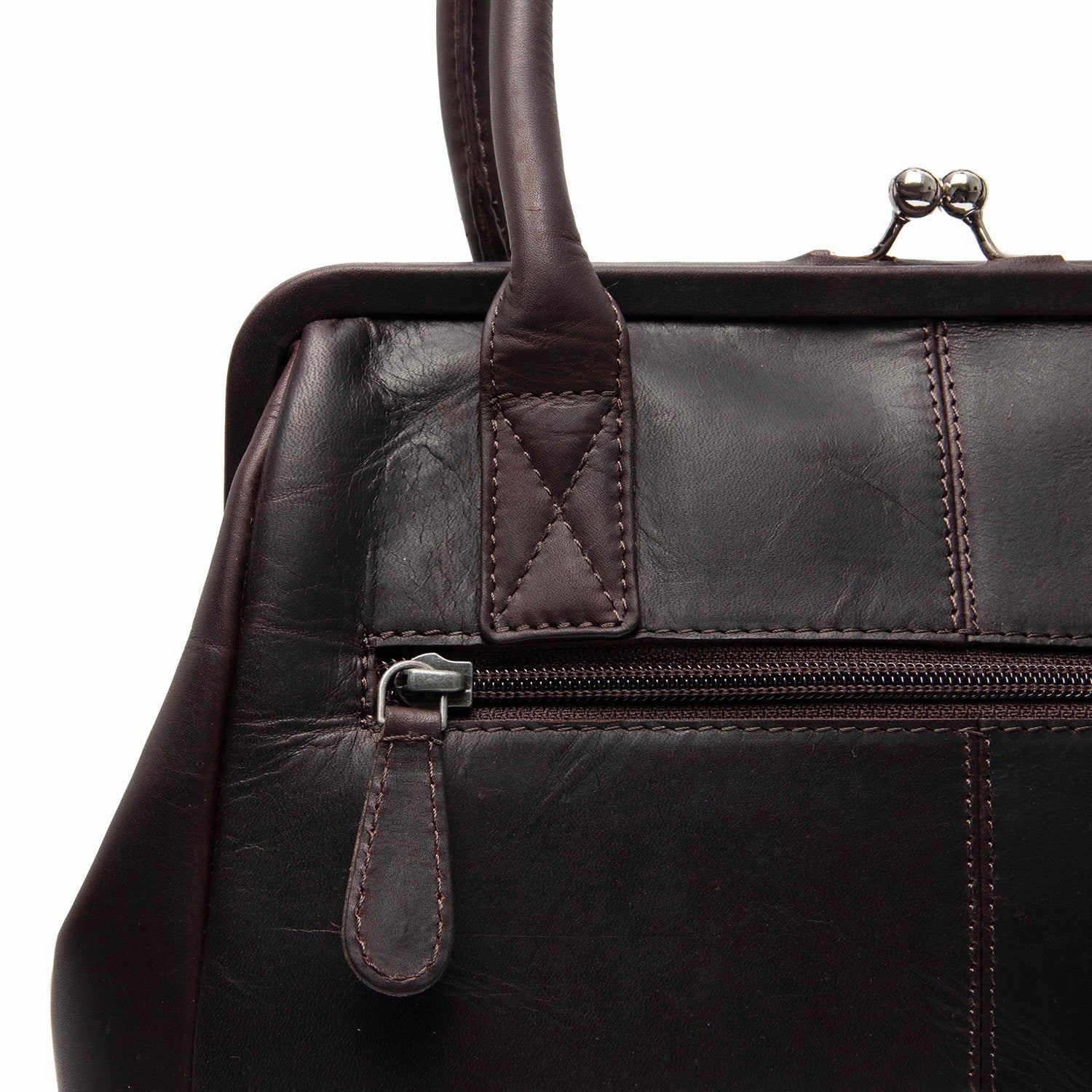 Brown Leather Handbag Dorin, detail view 1