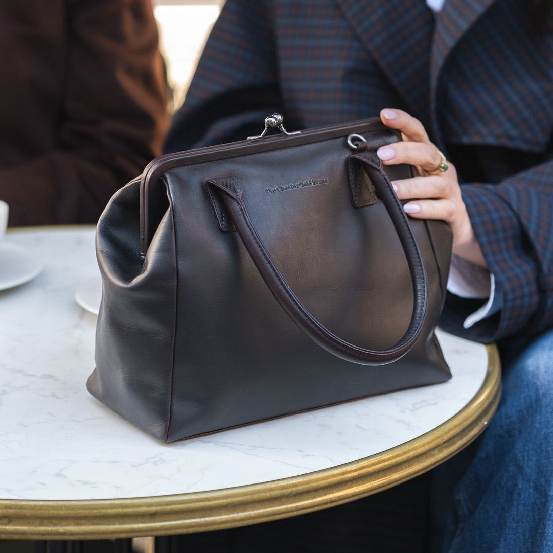 Brown Leather Handbag Dorin, product view 2