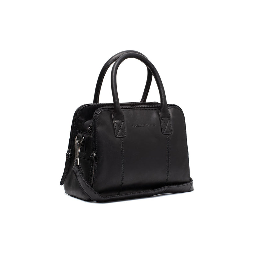Black Leather Handbag Ezra, front view