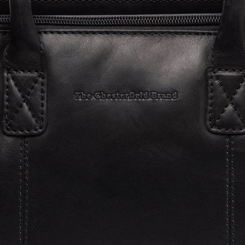 Black Leather Handbag Ezra, front view