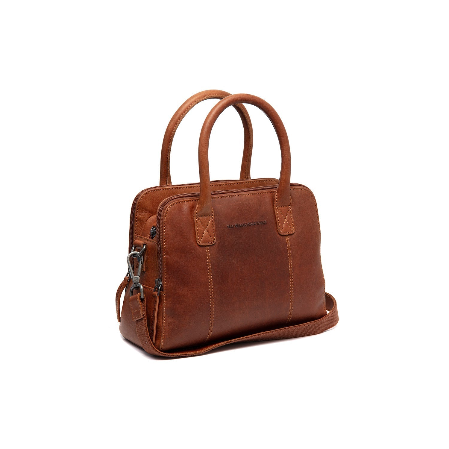 Cognac Leather Handbag Ezra, front view