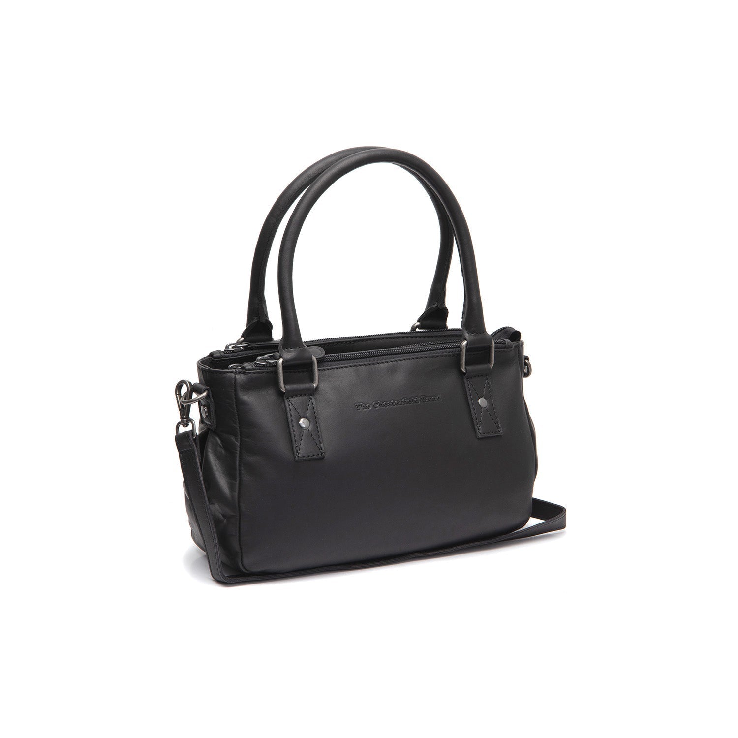 Black Leather Handbag Fenja, front view