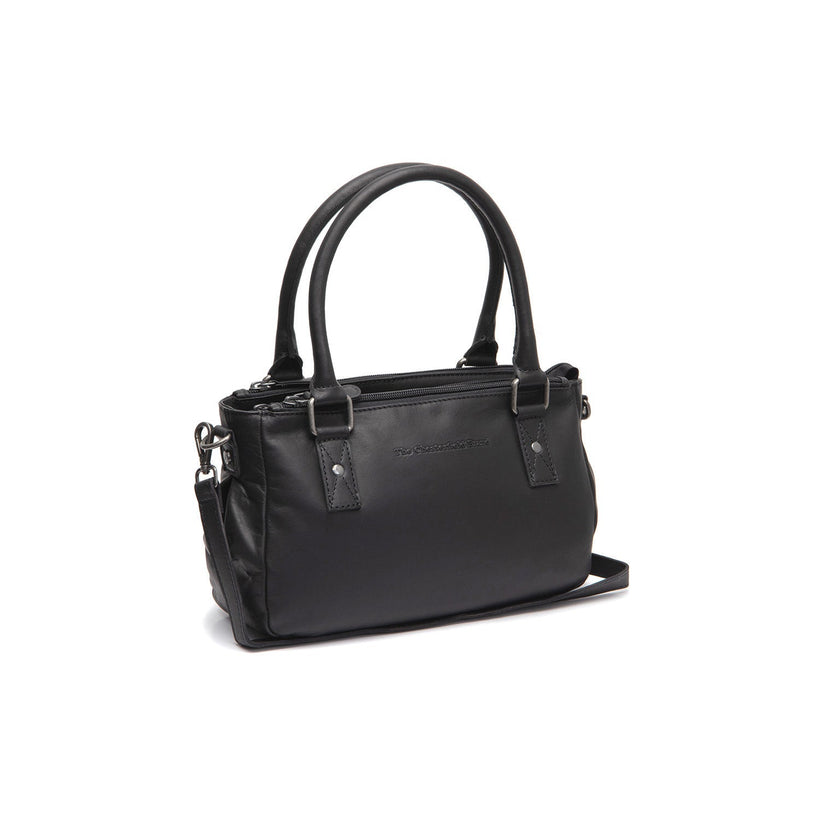 Black Leather Handbag Fenja, front view