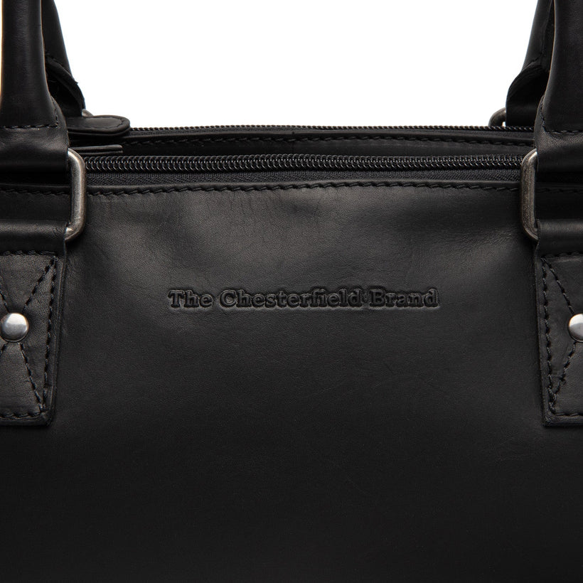 Black Leather Handbag Fenja, front view