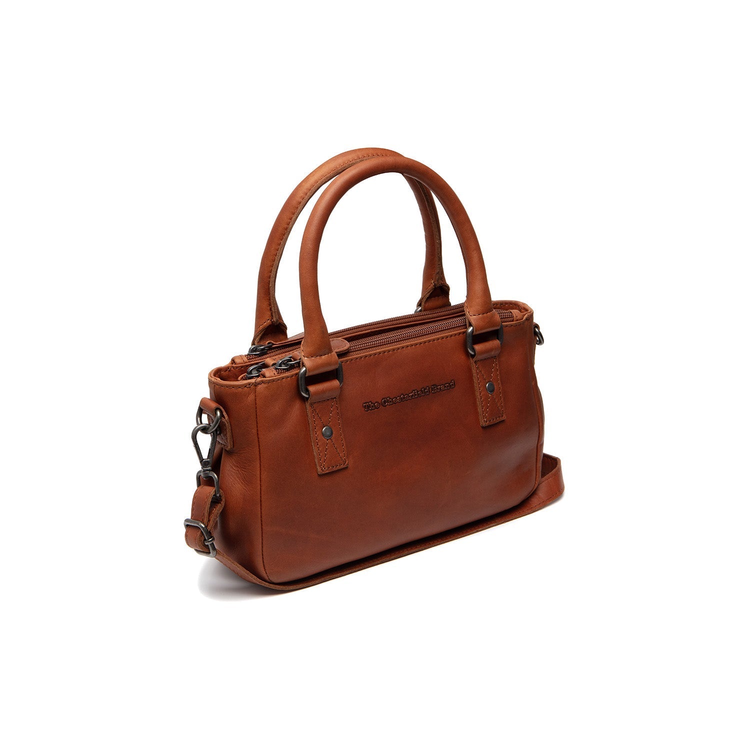 Cognac Leather Handbag Fenja, front view
