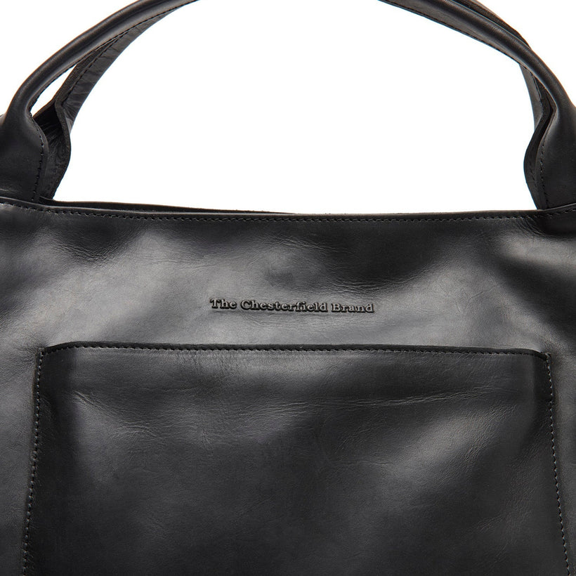 Black Leather Handbag Fioline, front view
