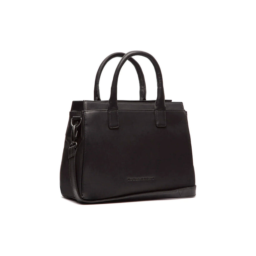 Black Leather Handbag Garda, front view