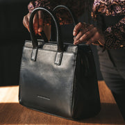 Black Leather Handbag Garda, product view 3