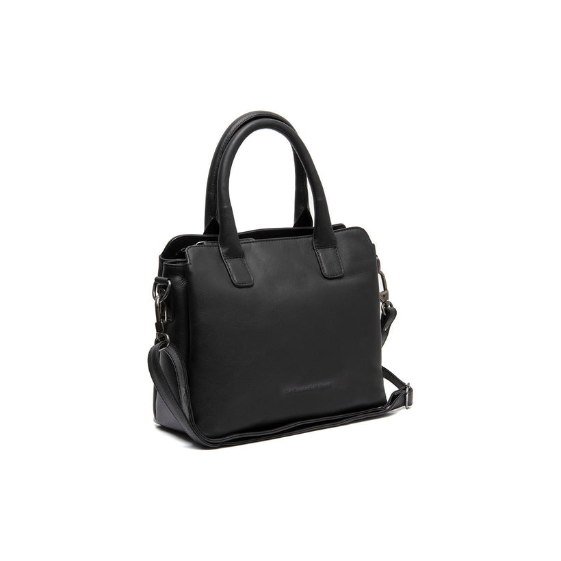 Black Leather Handbag Hermosa, front view