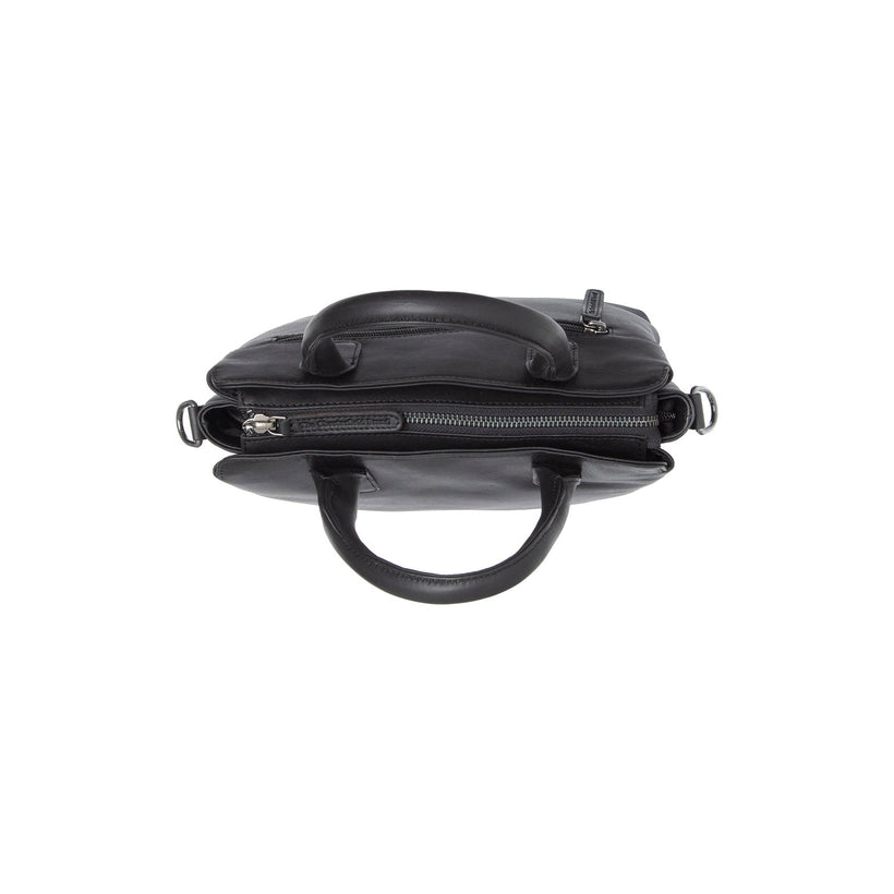 Black Leather Handbag Hermosa, front view