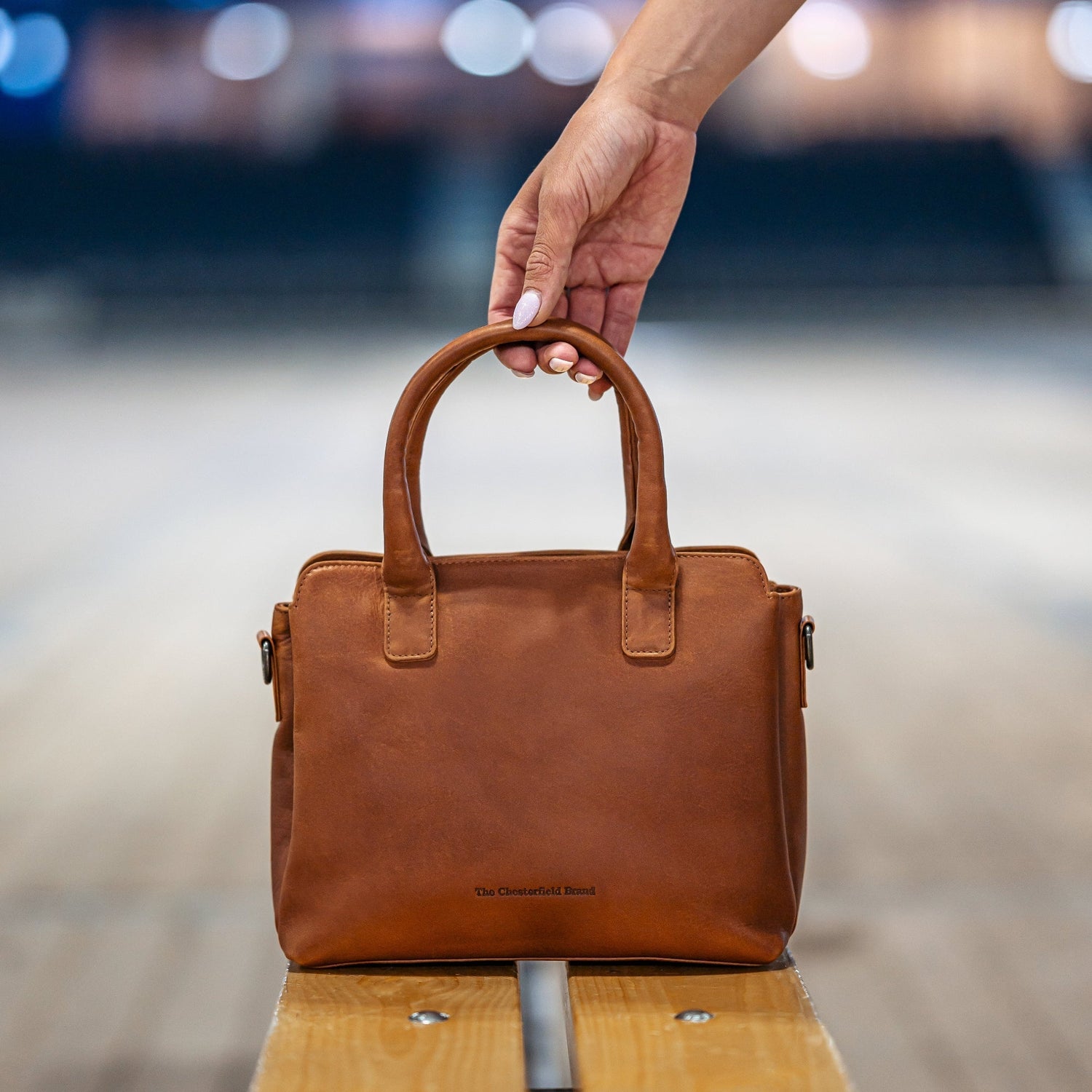 Cognac Leather Handbag Hermosa, product view 2