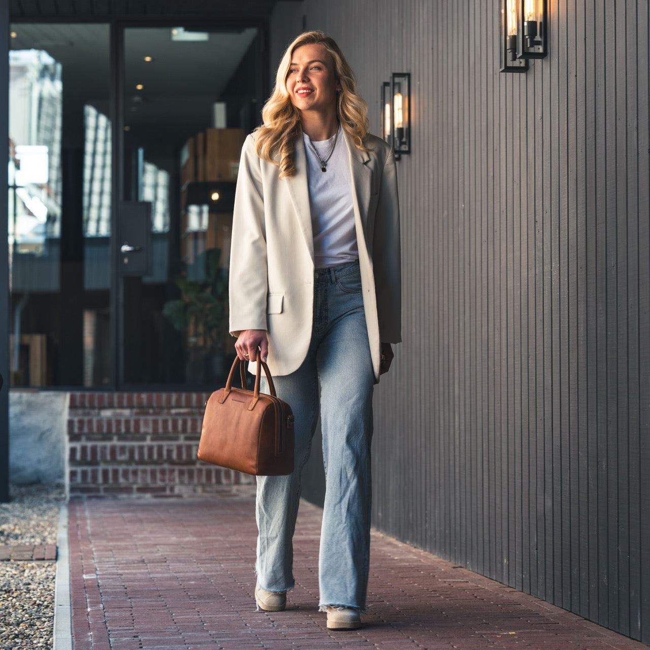 Cognac Leather Handbag Langton, product view 3