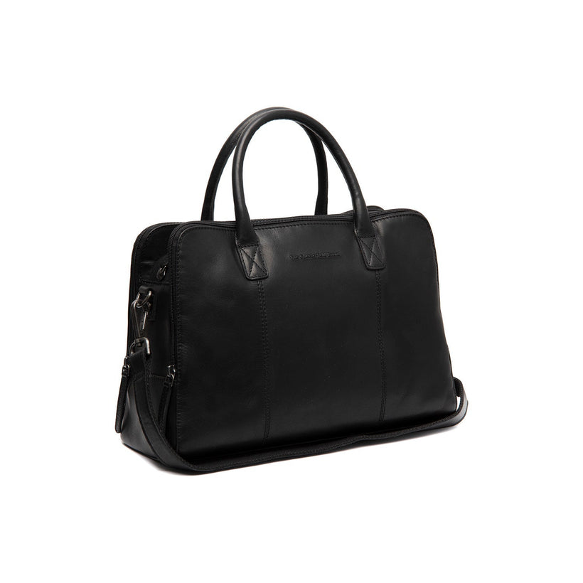 Black Leather Handbag Layton, front view