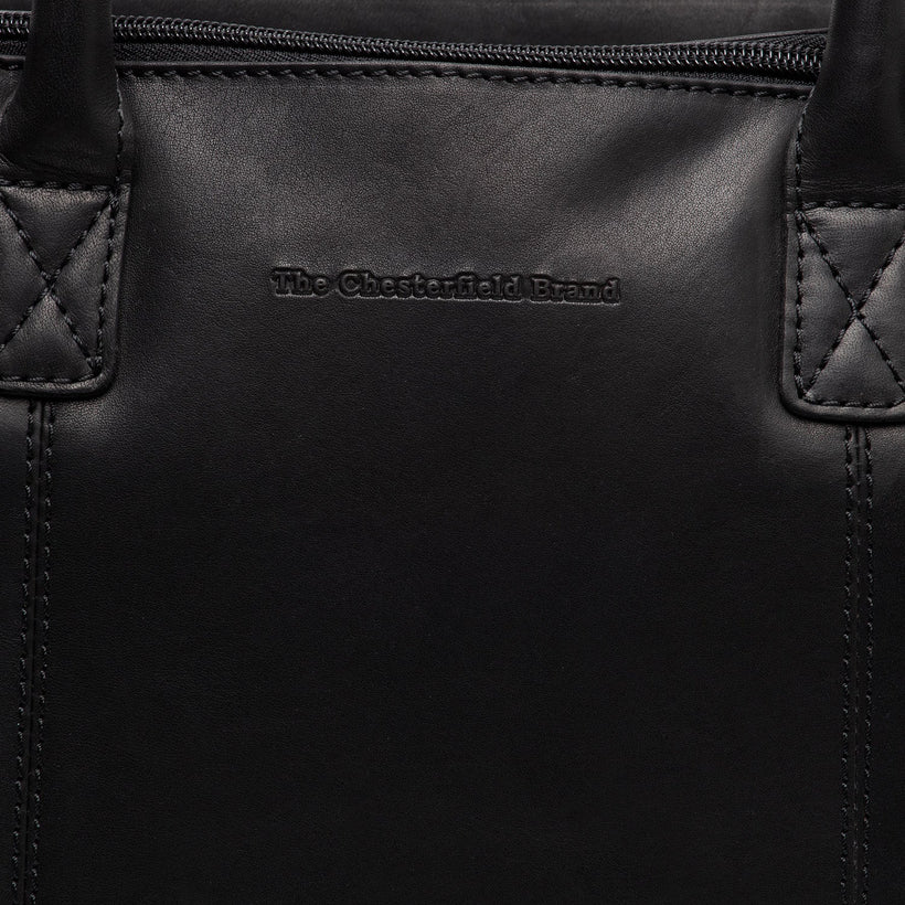 Black Leather Handbag Layton, front view