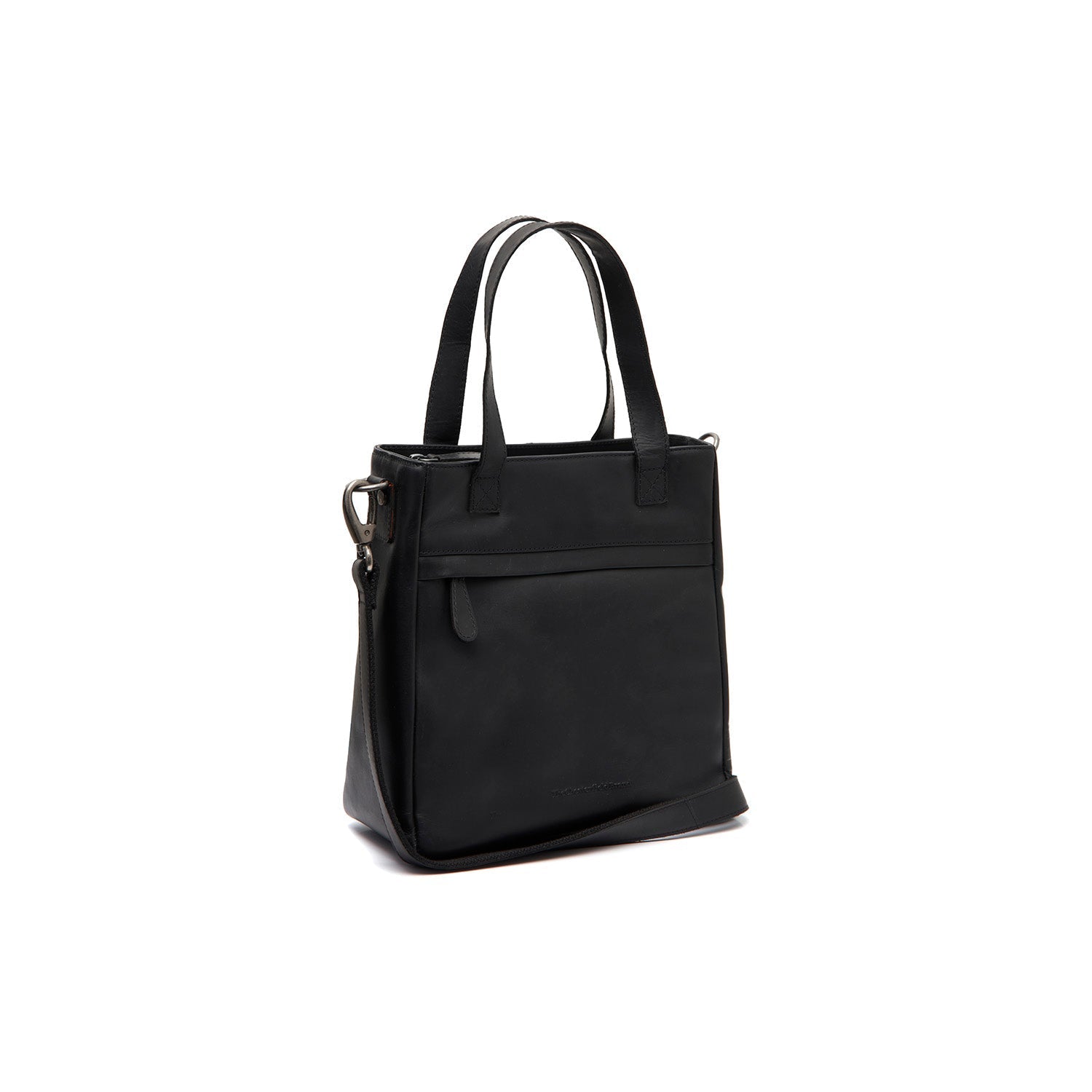 Black Leather Handbag Lingfield, front view